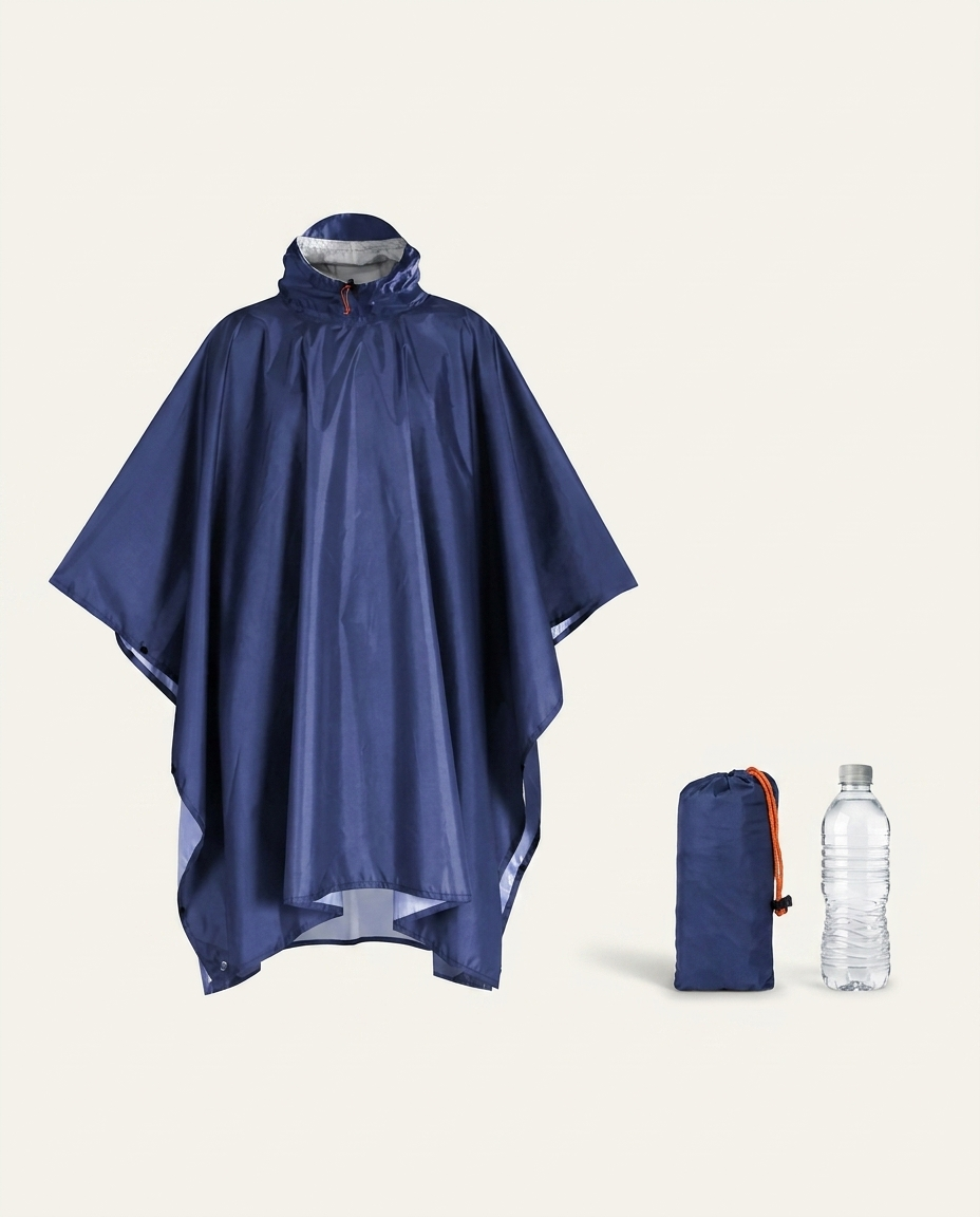NaturWide 3-in-1 Regenponcho in Olivgrün mit Packbeutel